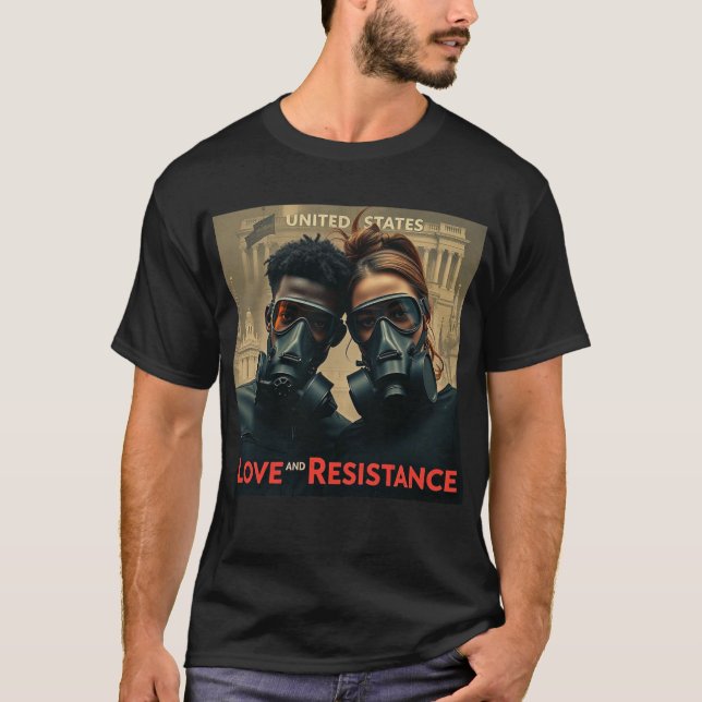 LOVE & RESISTANCE Modern American Graphic T-Shirt (Front)