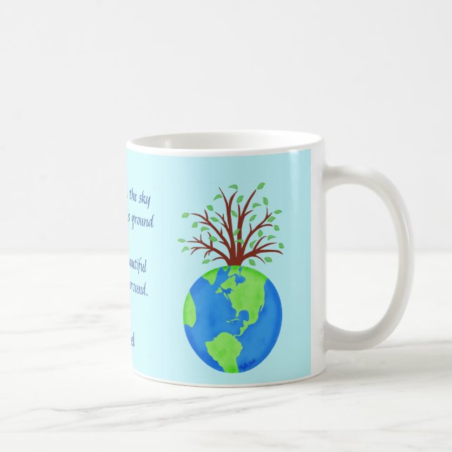 Love Respect Earth Poem Art Blue Name Personalised Coffee Mug (Right)
