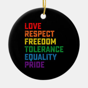 Love Respect Freedom Tolerance Equality Pride Ceramic Tree Decoration