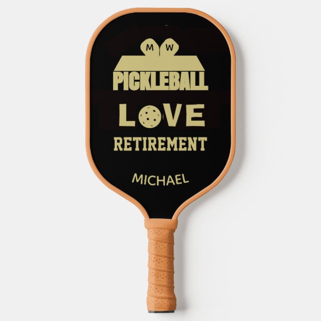 Love Retirement Monogram Name Court   Pickleball Paddle (Front)