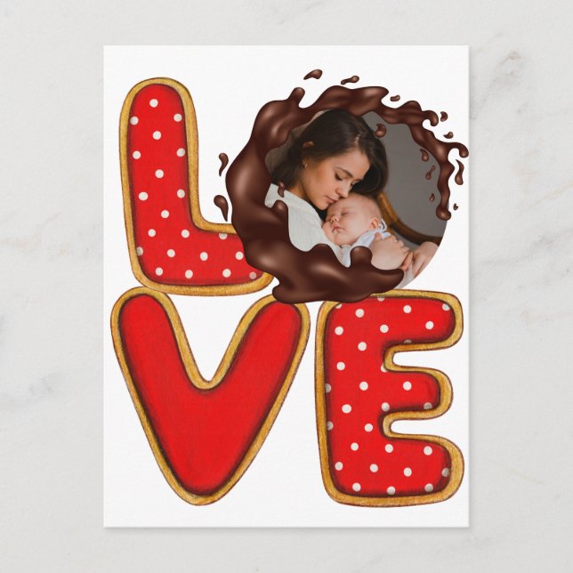 LOVE Retro Baby Photo Birth Announcement Keepsake Postcard (Front)