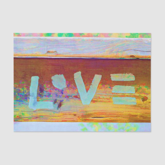 Love Retro Hippy Brown Green Bohemian Country Art Tissue Paper (Front)