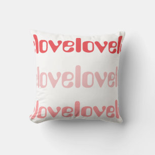 Love Retro Typography Pink and Red Cushion
