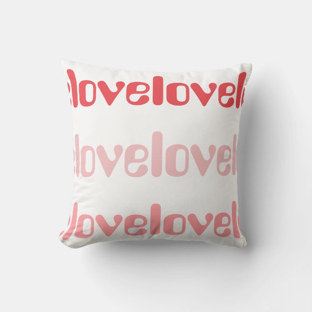 Love Retro Typography Pink and Red Cushion (Front)