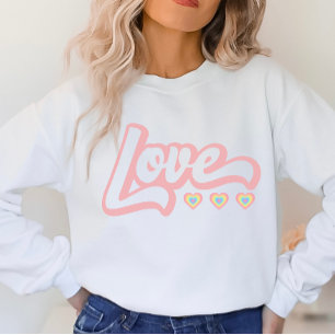 Love Retro Valentine's Day Sweatshirt, Hearts Sweatshirt