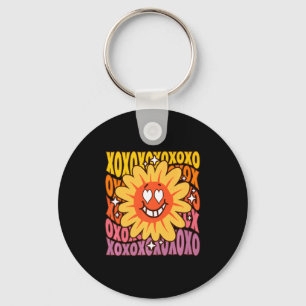 Love Retro Vintage Sunflower Floral Groovy Valenti Key Ring