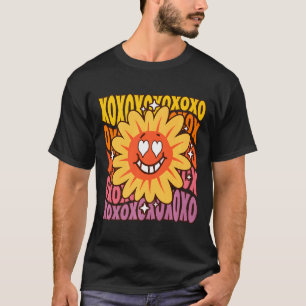 Love Retro Vintage Sunflower Floral Groovy Valenti T-Shirt