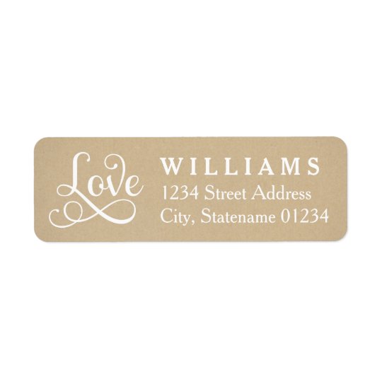 Love Return Address Labels | Kraft Brown