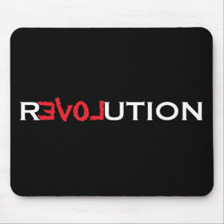 Love Revolution Mousepad - black w/ red and white
