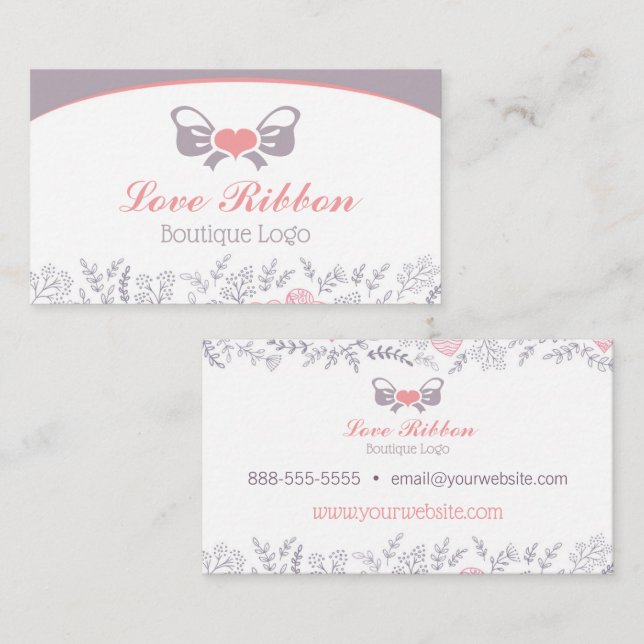 Love Ribbon Feminine Business Card (Front/Back)