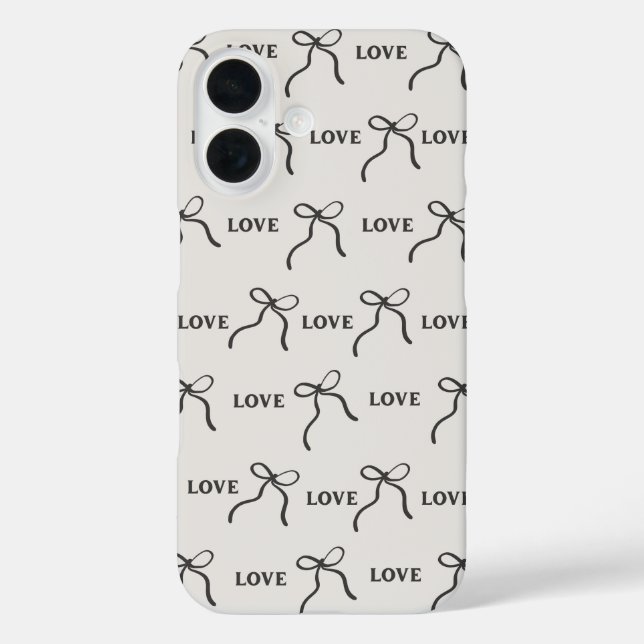 'Love & Ribbon Minimalist' iPhone 16 Case (Back)