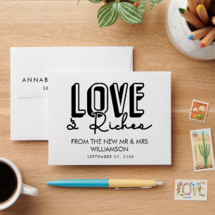 Love & Riches Wedding Lottery Ticket favour Envelope
