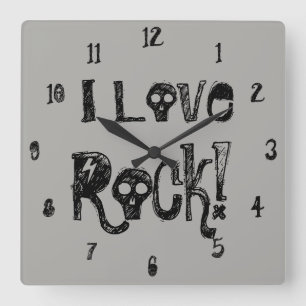 Love Rock Skulls Wall Clock