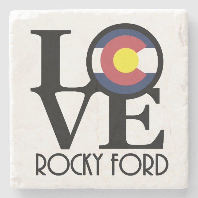 LOVE Rocky Ford Coloradoa Stone Coaster (Front)