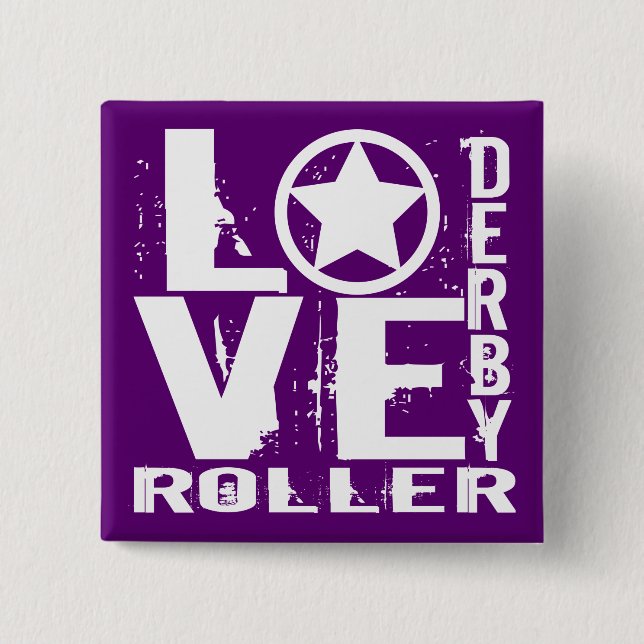 LOVE Roller Derby 15 Cm Square Badge (Front)