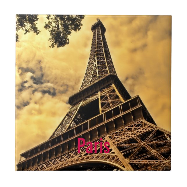Love & Romance City of Paris Eiffel Tower France Tile (Front)