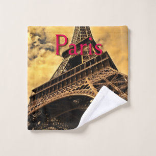 Love & Romance City of Paris Eiffel Tower France Wash Cloth