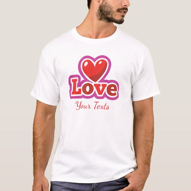 Love & Romance Concept Design with Heart Elements T-Shirt (Front)