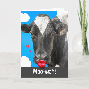 Love Romance Cow With Big Kissing Lips For Anyone  Holiday Card