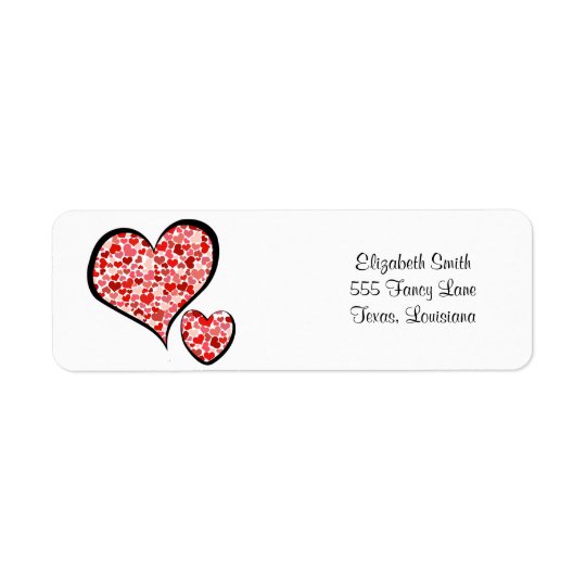 Love, Romance, Hearts - Red White Return Address Label