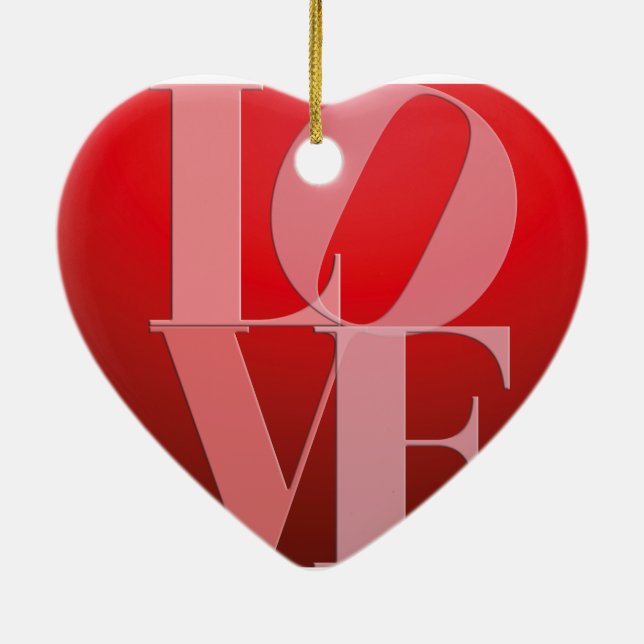 Love Romance Red Pink Ceramic Tree Decoration (Back)