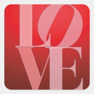 Love Romance Red Pink Square Sticker