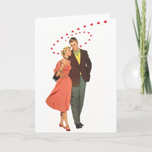 Love & Romance Vintage Illustration Holiday Card (Front)