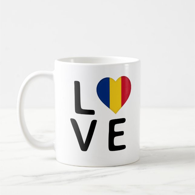 Love - Romania Flag Coffee Mug (Left)