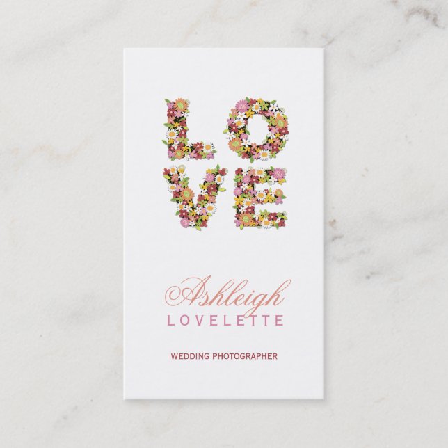 LOVE Romantic Blooms Spring Flowers Profile Card (Front)