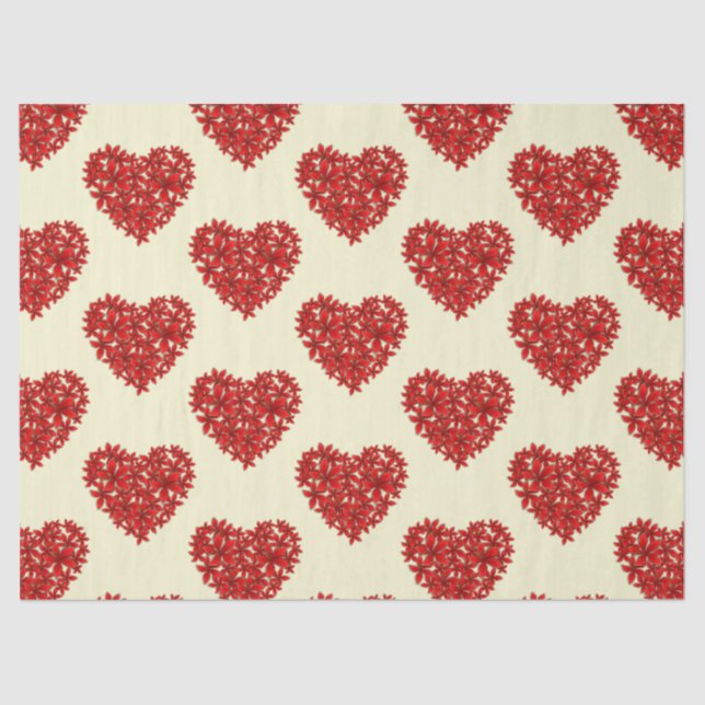Love Romantic Floral Hearts Wedding Anniversary  Tissue Paper (Front)