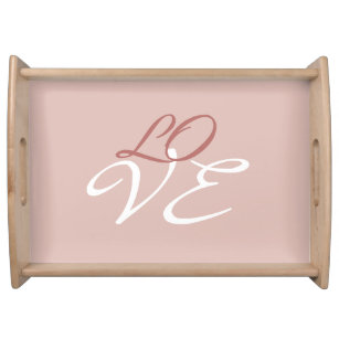Love Rose Gold Colour Calligraphy Script Serving Tray