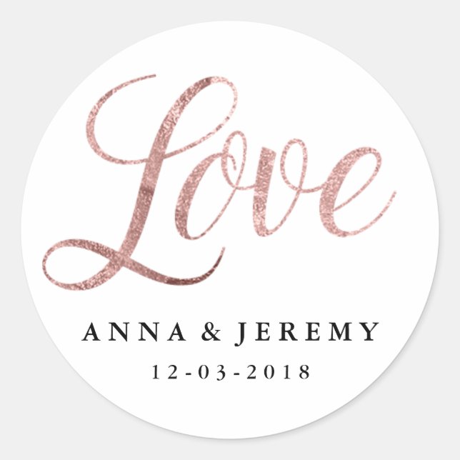 Love Rose Gold Wedding Sticker (Front)