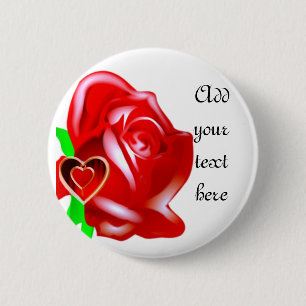 Love-Rose & Heart_ 6 Cm Round Badge