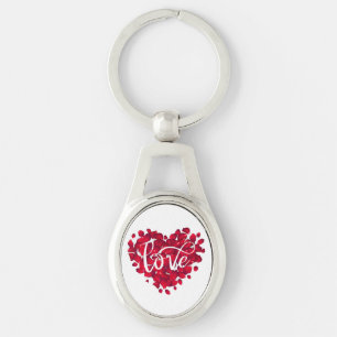 Love Rose Leaf Metal Keychain