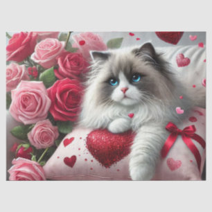 Love Roses and Ragdoll Cats  Tissue Paper