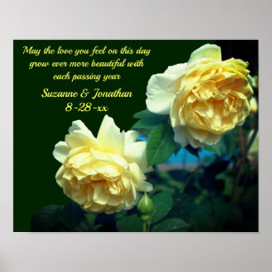 Love Roses Flower Personalised Wedding Poster