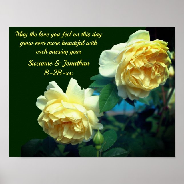 Love Roses Flower Personalised Wedding Poster (Front)