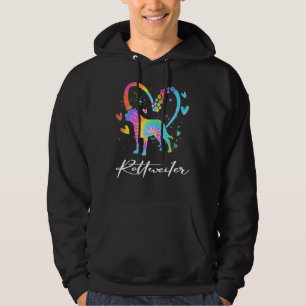 Love Rottweiler Tie Dye Rainbow Dog Lover Hoodie