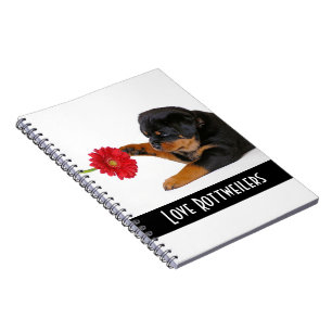 Love Rottweilers Puppy Dog with Daisy Notebook