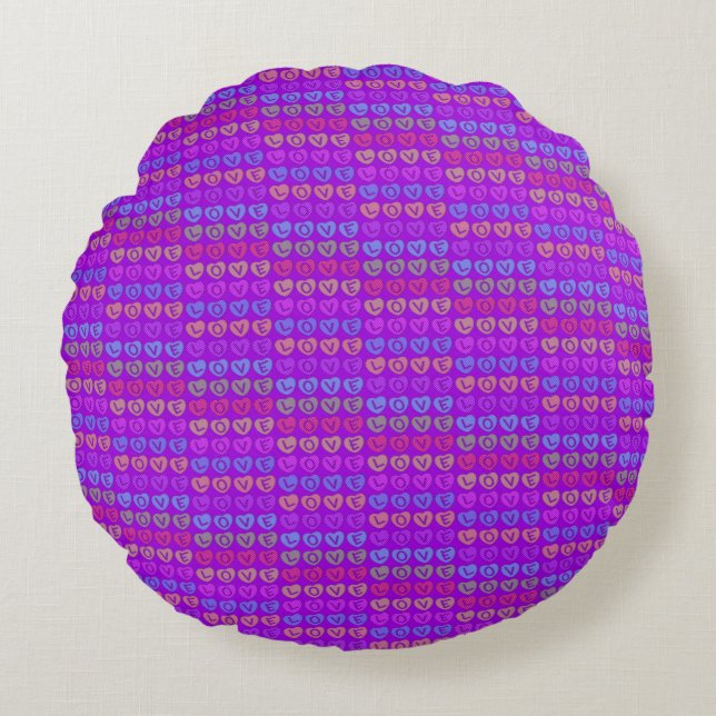LOVE Round Purple Throw Pillow (Front)