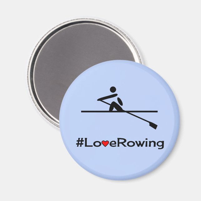 Love rowing caption blue magnet (Front/Back)