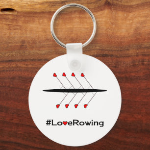 Love Rowing slogan and boat Key Ring