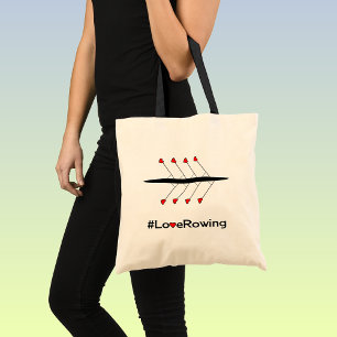 Love Rowing slogan and boat Tote Bag