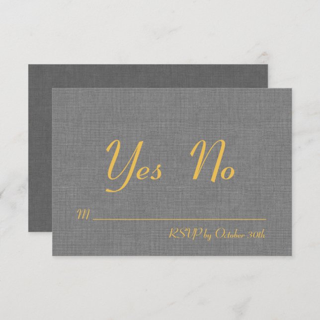 Love RSVP on Grey Linen Invitation (Front/Back)