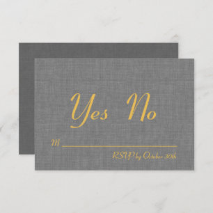 Love RSVP on Grey Linen Invitation