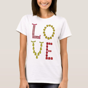 Love – Ruby and Yellow Citrine Gemstone Lettering T-Shirt