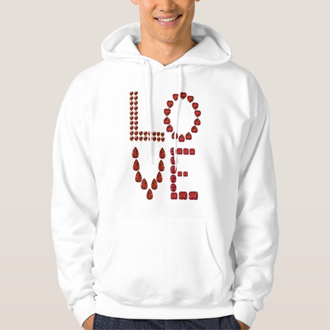 Love – Ruby Gemstone Lettering Hoodie (Front)
