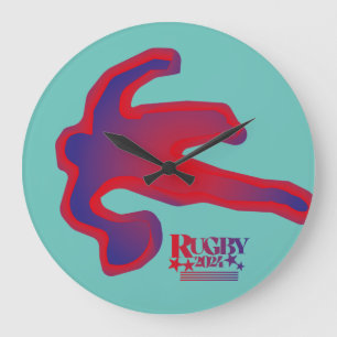 LOVE RUGBY BY MASANSER PIXELAT LARGE CLOCK