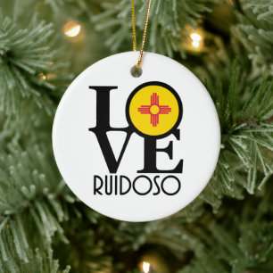 LOVE Ruidoso New Mexico Ceramic Tree Decoration
