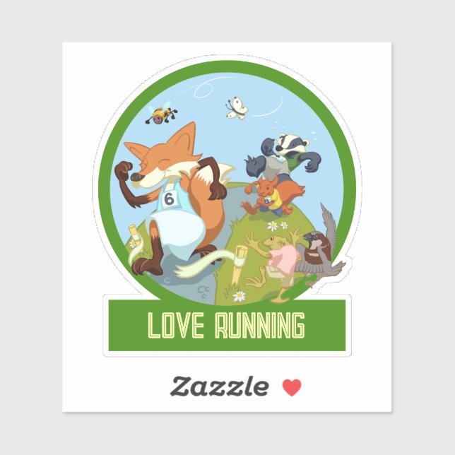 Love Running Funny Woodland Animal Race Cartoon (Sheet)